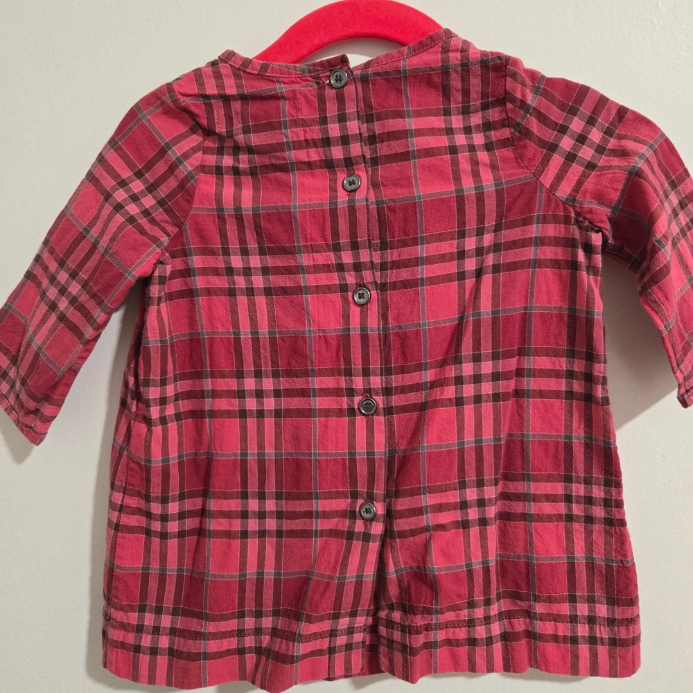 Burberry Children's Pink Plaid 6M Baby Girl Dress Long Sleeve Buttons Back‎ - Picture 4 of 7